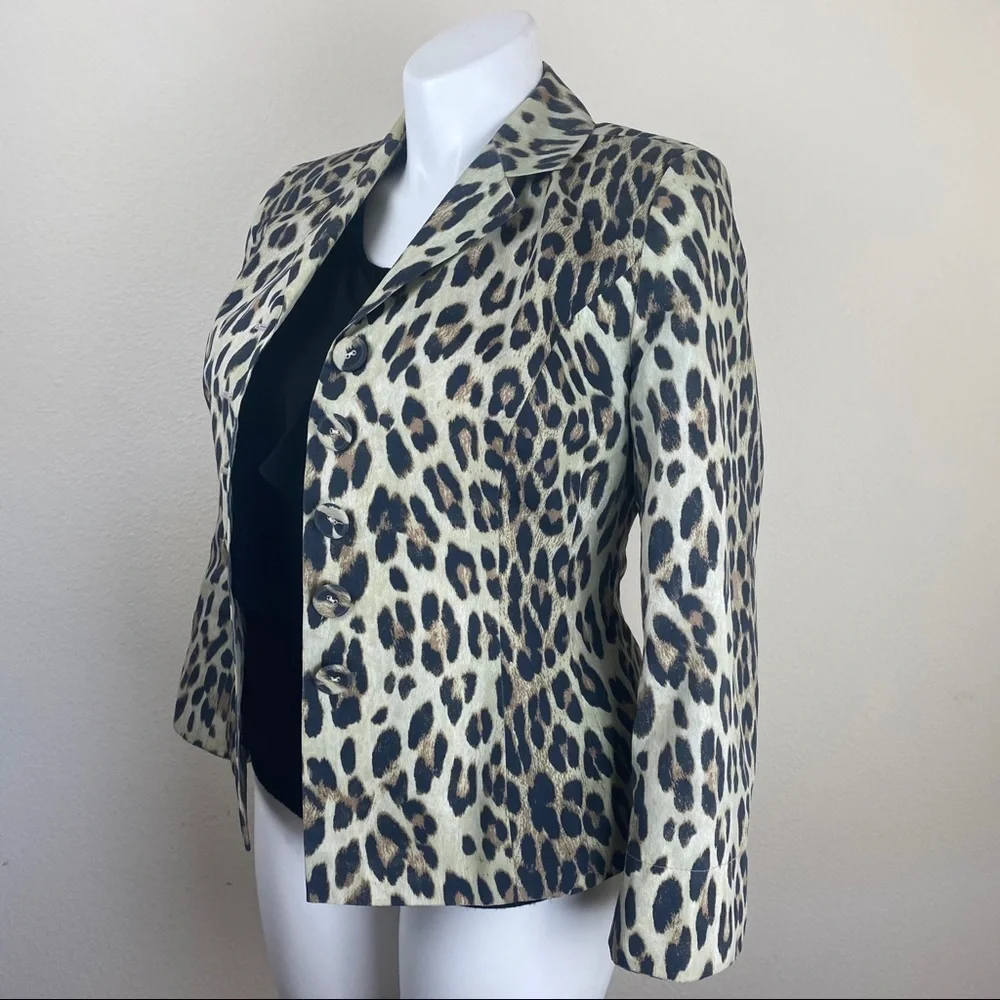 CHARLES GRAY LONDON LEOPARD PRINT BLAZER MEDIUM - Picture 4 of 7